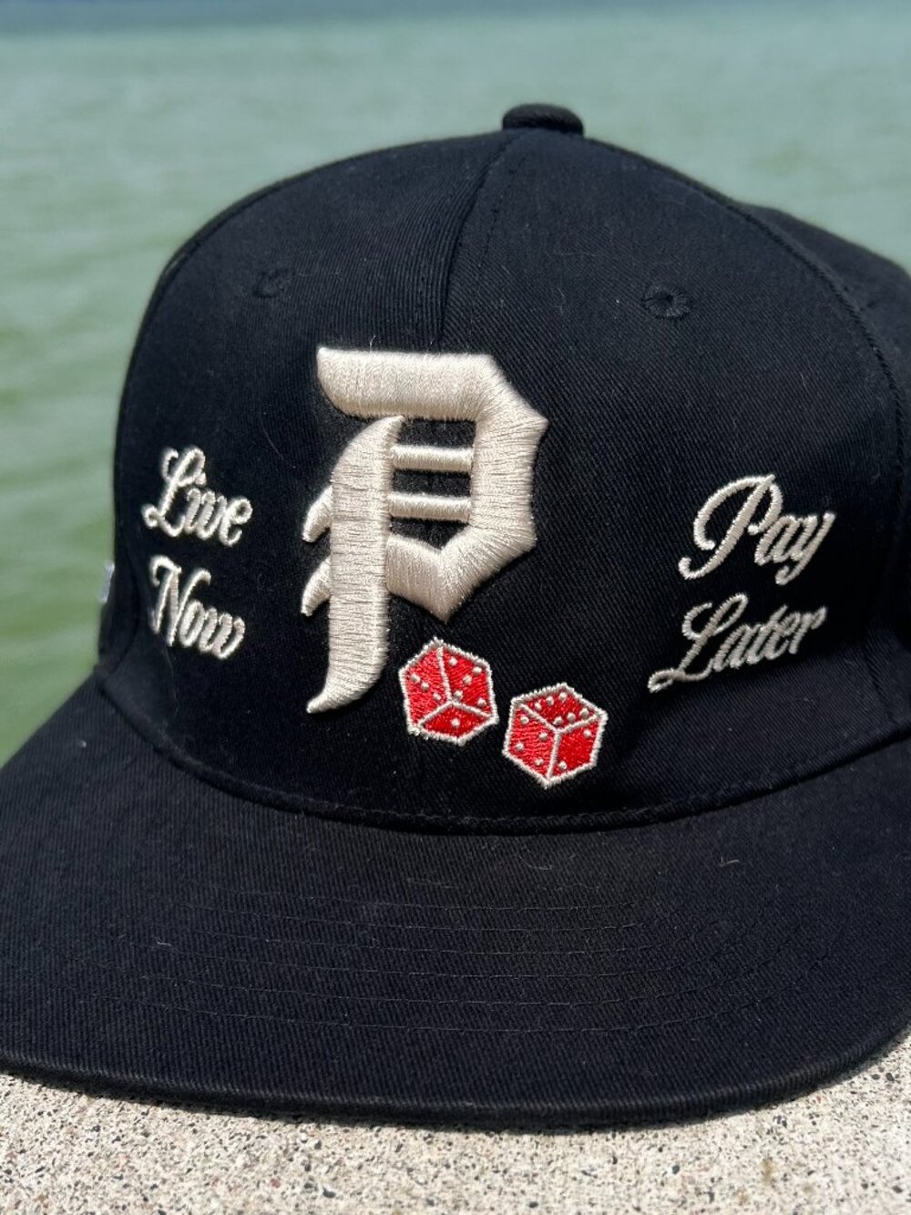 Primitive Skateboarding Snapback Hat Live Now Pay Later Gambling Poker Dice